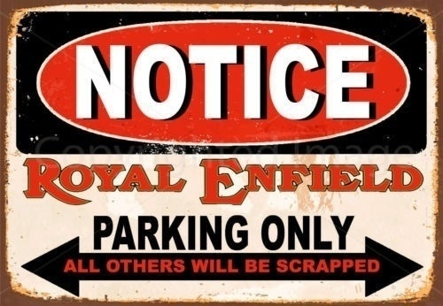 Home Cinema Logo - Hinweis Royal Enfield Parking Only Metallschild