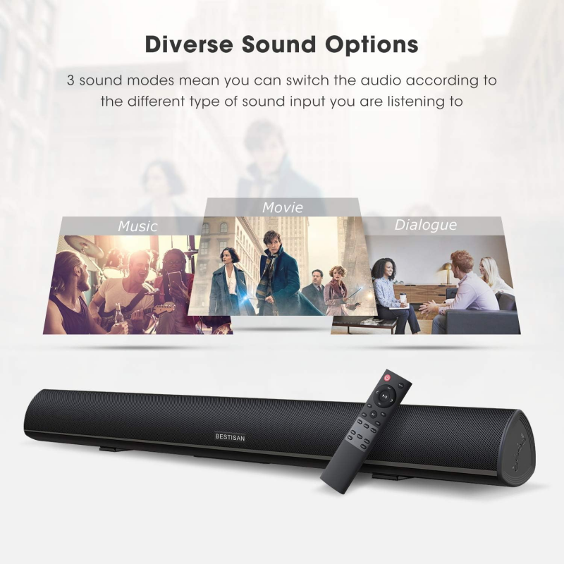 Home Cinema Of Soundbar - Leistungsstarke TV-Soundbar, kabelgebunden, 100 W, Bluetooth-Lautsprecher,