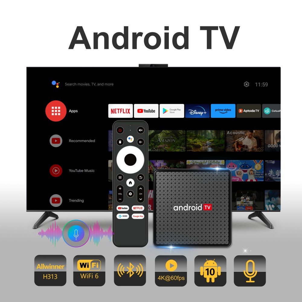 Home Cinema Hdmi - Wudung X5 TV-Box AndroidTV Allwinner H313