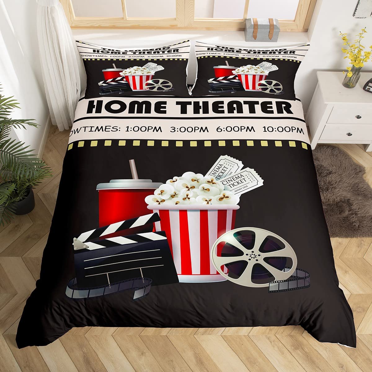 Home Cinema Kids - Vintage Kino-Ticket Bettbezug Filmtheater-Thema Bettwäsche-Set Filmstreifen