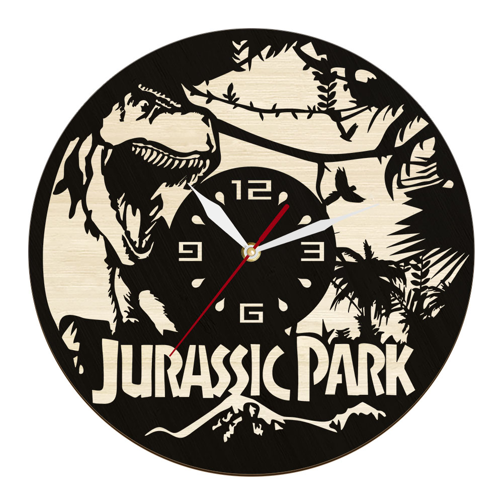 Home Cinema Kids - Jurassic Dinosaurier Film inspirierte hölzerne Wanduhr